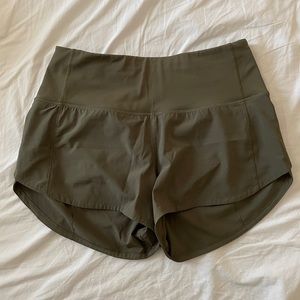 Olive Green Lululemon Speed Up HR Short